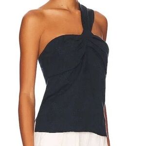 NWT Veronica Beard Navy One Shoulder Top Size 0